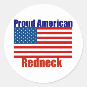 Proud American Redneck Classic Round Sticker