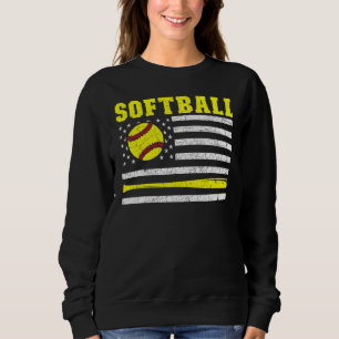 Proud American Sports Usa Flag Softball Player Sof Sweatshirt