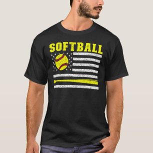 Proud American Sports Usa Flag Softball Player Sof T-Shirt