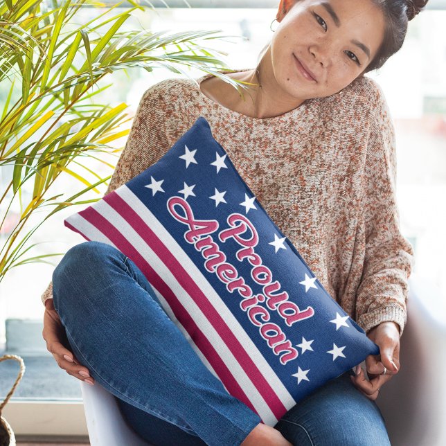 Proud American stars & stripe USA flag Lumbar Cushion (Creator Uploaded)