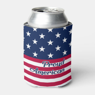 Proud American stars & stripes USA flag patriotic Can Cooler