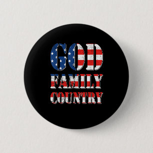 Proud American Us Flag God Family Country 6 Cm Round Badge