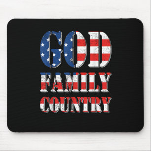 Proud American Us Flag God Family Country Mouse Pad