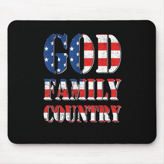 Proud American Us Flag God Family Country Mouse Pad (Front)