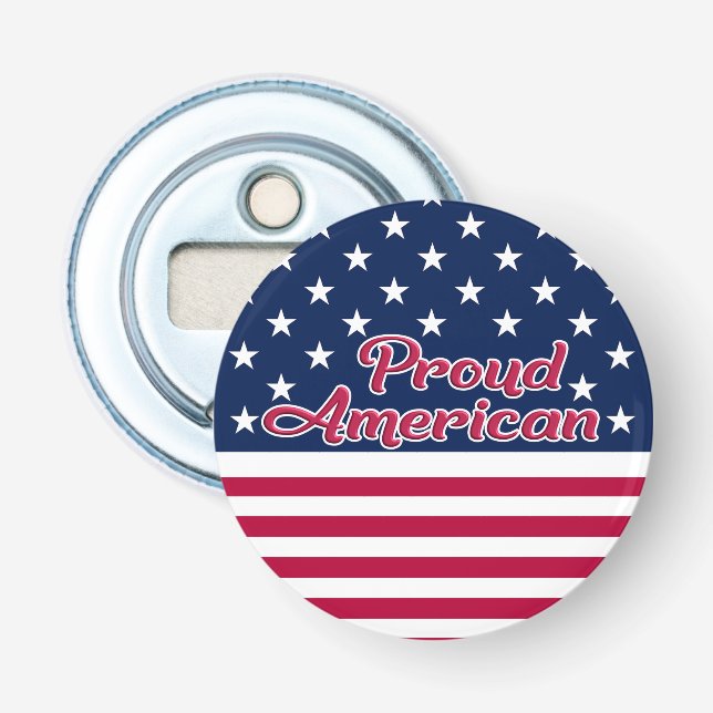 Proud American USA flag stars & stripes Bottle Opener (Front)