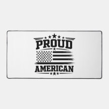 Proud American USA Flag White Desk Mat