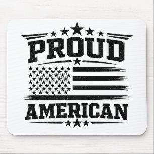 Proud American USA Flag White Mouse Pad