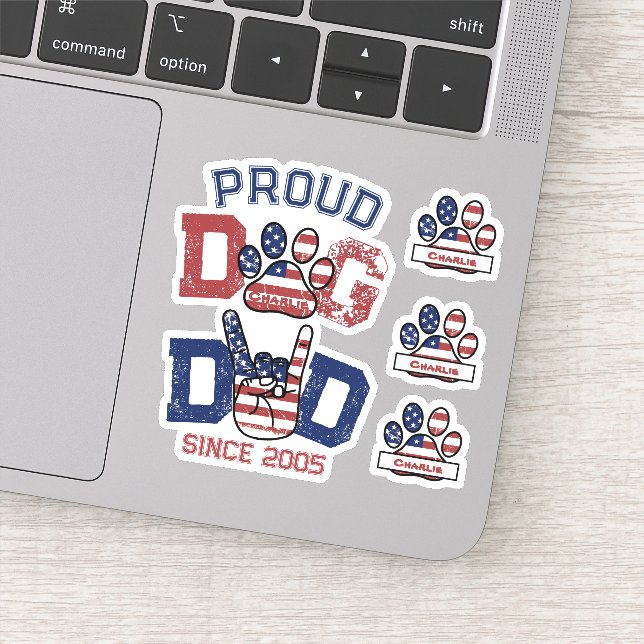 Proud American USA Pet Dog Dad Lover US Flag (Detail)