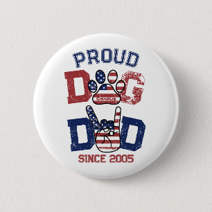 Proud American USA Pet Dog Dad Lover US Flag 6 Cm Round Badge