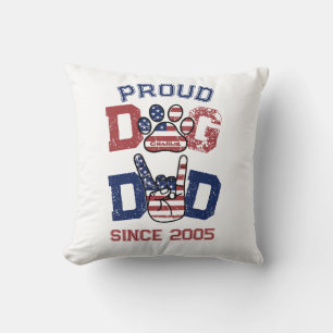 Proud American USA Pet Dog Dad Lover US Flag Cushion