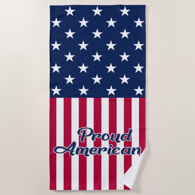 Proud American USA stars & stripes flag patriotic Beach Towel (Front)