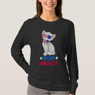 Proud Americat Men Women 4th Of July Cat T-Shirt
