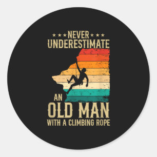Proud an old man with a climbing rope father's day classic round sticker