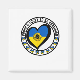 Proud And Lucky To Be Ukrainian I Love Ukraine Fla Magnet