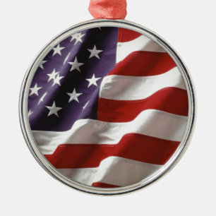 Proud and Patriotic USA Flag Metal Ornament
