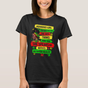 Proud Aquarius Girl Melanin Zodiac Birthday Black  T-Shirt