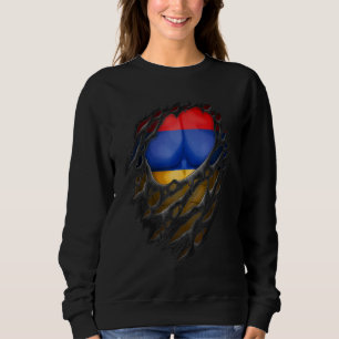 Proud Armenian Roots Torn Ripped Armenia Flag Sweatshirt
