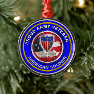 Proud Army Adjutant General Veteran Metal Ornament