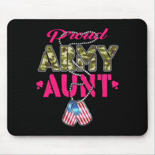 Proud Army Aunt Camo Flag Dog Tags Pride Military Mouse Pad