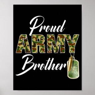 Proud Army Brother Camouflage Soldier Family Match Poster