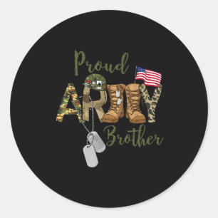 Proud Army Brother Military Brother Classic Round Sticker