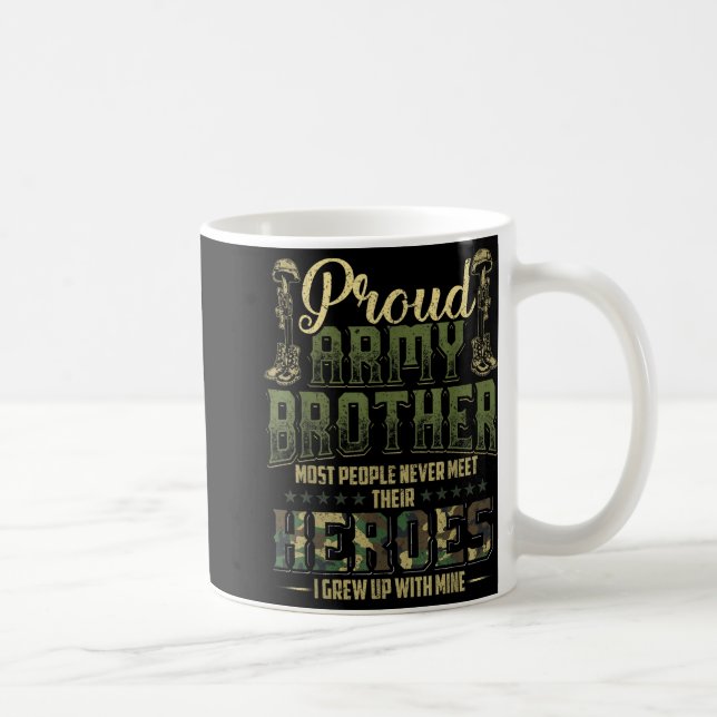 Proud Army Brother Shirt Patriotic Military Vetera Coffee Mug (Right)