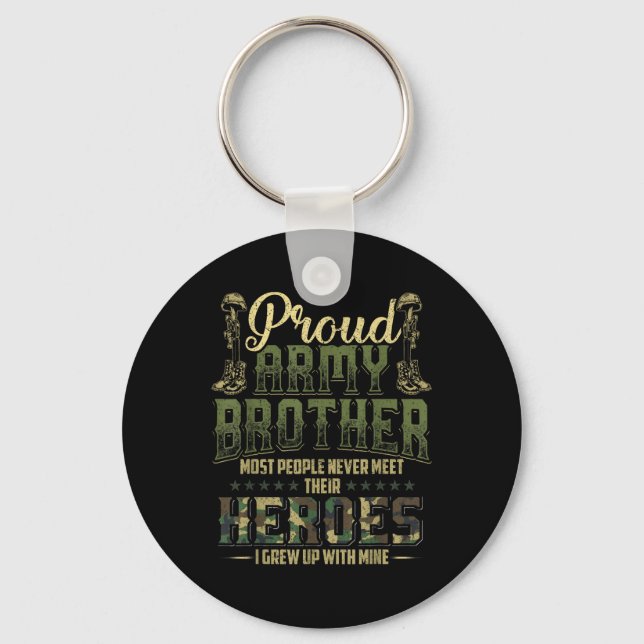 Proud Army Brother Shirt Patriotic Military Vetera Key Ring (Front)