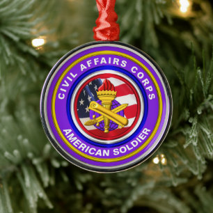 Proud Army Civil Affairs Veteran Christmas Metal Ornament