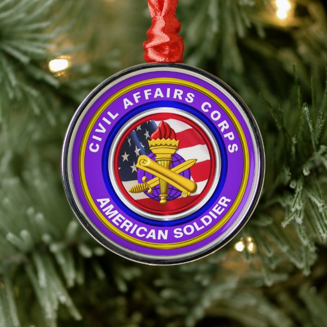 Proud Army Civil Affairs Veteran Christmas Metal Ornament (Tree)