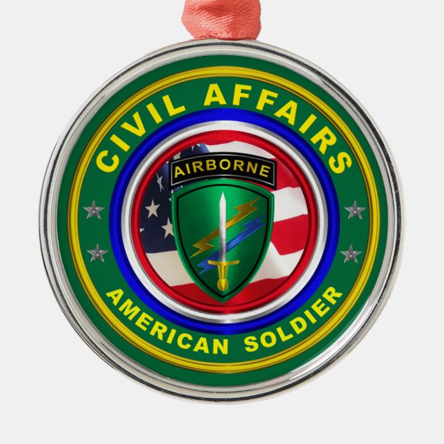 Proud Army Civil Affairs Veteran Christmas Metal Ornament (Front)