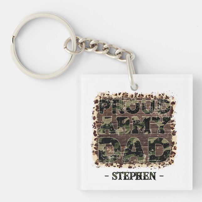 Proud Army Dad – Bold Camouflage Key Ring (Front)