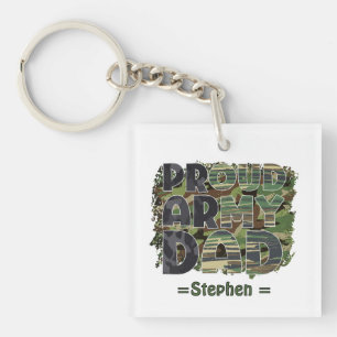 Proud Army Dad Camouflage Design Key Ring