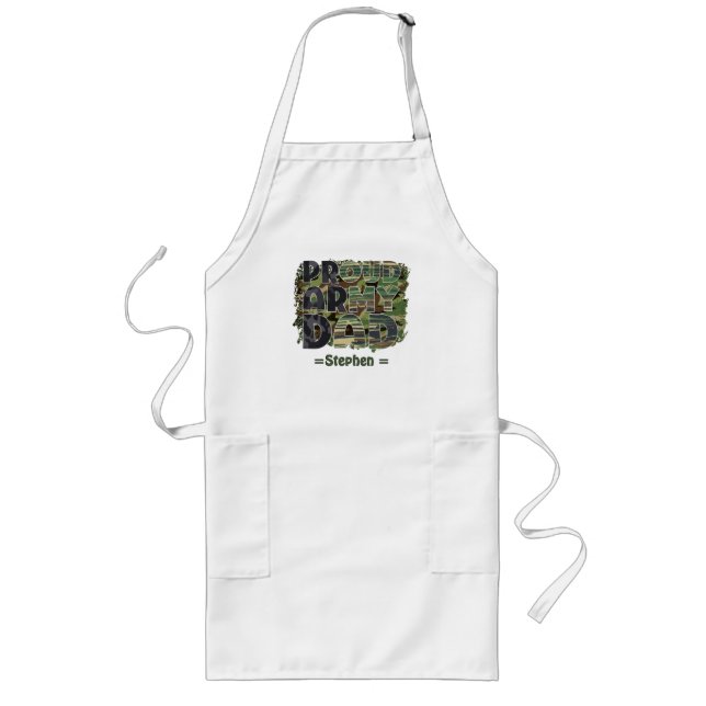 Proud Army Dad Camouflage Design Long Apron (Front)