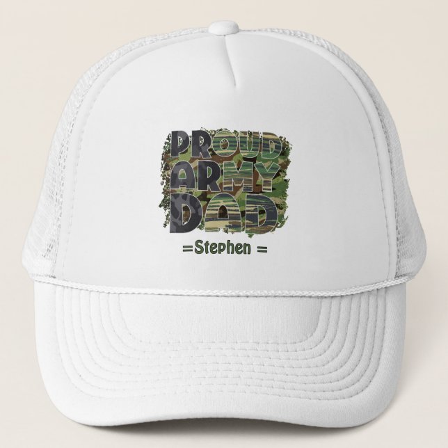 Proud Army Dad Camouflage Design Trucker Hat (Front)