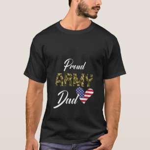 Proud Army Dad Heart Love USA American Flag Vetera T-Shirt