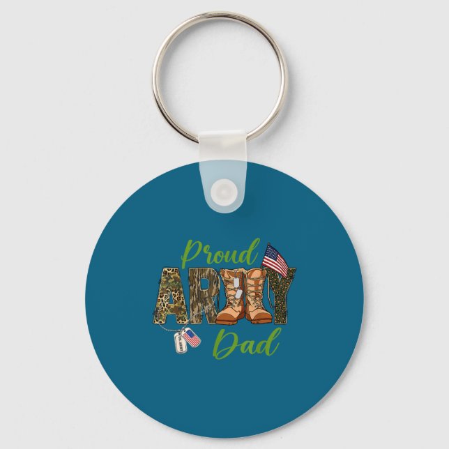 Proud Army Dad Us Flag Key Ring (Front)