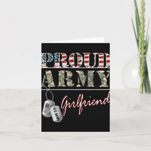 Proud Army Girlfriend American Flag Veteran Milita Card