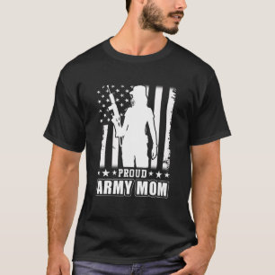 Proud Army Mum American Flag Veteran Military T-Shirt