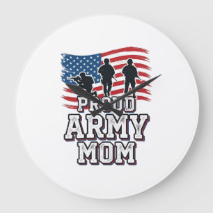 Proud Army Mum Vintage Patriotic Military Shirt_1 Large Clock