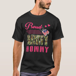 Proud Army Mummy Military Camouflage Dog Tag Mothe T-Shirt