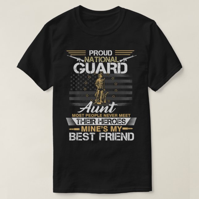 Proud Army National Guard Aunt Flag  U T-Shirt (Design Front)
