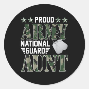 Proud Army National Guard Aunt Military Family Vet Classic Round Sticker
