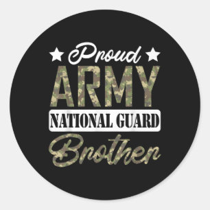 Proud Army National Guard Brother Military Family Classic Round Sticker
