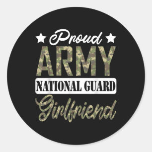 Proud Army National Guard Girlfriend Military Fami Classic Round Sticker