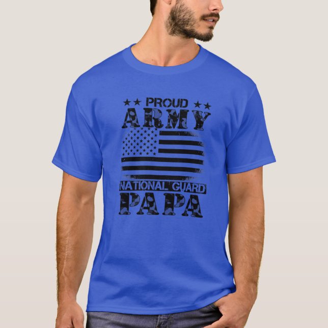 Proud Army National Guard Papa U.S. Military Gift T-Shirt (Front)