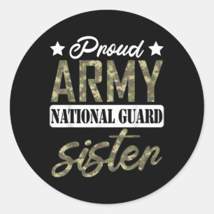 Proud Army National Guard Sister Military Family V Classic Round Sticker
