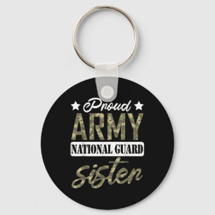 Proud Army National Guard Sister Military Family V Key Ring
