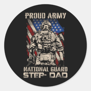 Proud Army National Guard Step-dad Shirt Veterans Classic Round Sticker