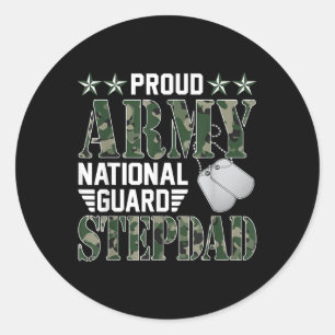 Proud Army National Guard Stepdad Military Family Classic Round Sticker