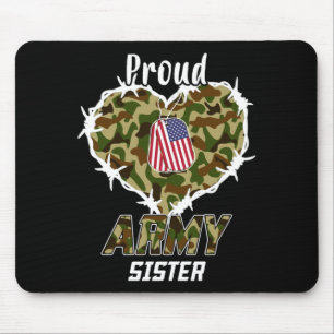 Proud Army Sister Usa Aamerican Flag With Heart Mouse Pad
